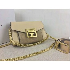 Givenchy kleine gv3 Tasche aus genarbtem Leder und Wildleder Beige