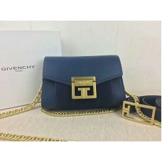 Givenchy kleine gv3 Tasche aus genarbtem Leder und Wildleder, blau