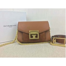 Givenchy kleine gv3 Tasche aus genarbtem Leder und Wildleder, braun
