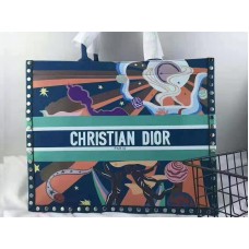 Dior Book Tote aus Wildleder, Modell Aladin, mehrfarbig und blau