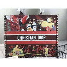 Dior Book Tote aus Wildleder, Feuerrot, Multicolor und Braun