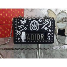 Dior J'Adior Mini-Tasche mit gestickten Blumen, schwarz-weiß