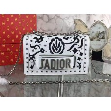 Dior J'Adior Mini-Tasche mit gestickten Blumen, Weiß und Schwarz