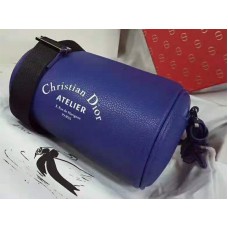 Dior Roller Pouch aus genarbtem Denim-Kalbsleder, blau