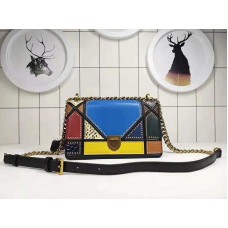 Dior Diorama Kalbsledertasche im Patchwork-Stil, mehrfarbig, blau