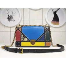 Dior Kleine Diorama Kalbsledertasche in Patchwork-Mehrfarbig Blau