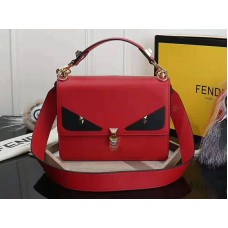 Fendi Kan I Schwarze Ledertasche Rot f5533