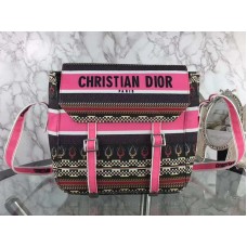 Dior Diorcamp Messenger Bag aus besticktem Canvas in Rosa
