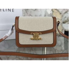 Celine Große Triumphe Tasche aus Textil und naturbelassenem Kalbsleder, Braun