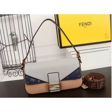 Fendi Baguette FF Umhängetasche Blau Grau