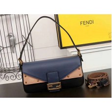 Fendi Baguette FF Umhängetasche Rosa Blau