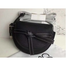 Loewe Gate Mini Bag, weiches genarbtes Kalbsleder, Schwarz