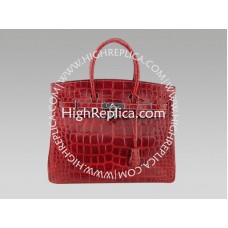 Hermès Birkin 35 cm, Rot, Krokodilimitat