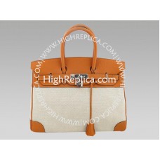 Hermès Birkin 35 cm, Toile- und Togo-Leder, Orange
