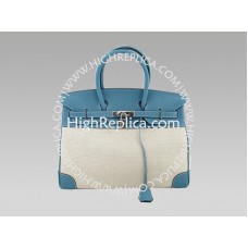 Hermes Birkin 35 aus blauem Jean-Togo-Leder und Toile-Jersey