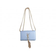 Yves Saint Laurent Mini Monogram Tasche aus Originalleder, Hellblau