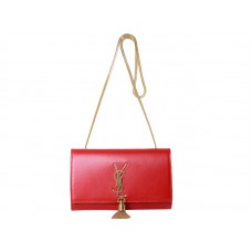 Kleine Yves Saint Laurent Monogramm-Tasche aus originalem Leder, Rot