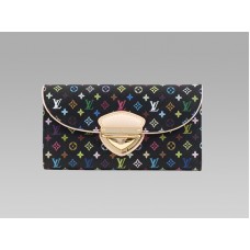 Louis Vuitton Monogram Multicolore Schwarze Eugenie Geldbörse Granate
