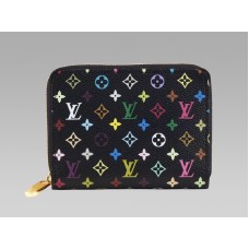 Louis Vuitton Monogram Multicolore Schwarze Zippy Geldbörse Granate