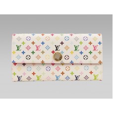 Louis Vuitton Monogram Multicolore Weiße Sarah Geldbörse Litschi