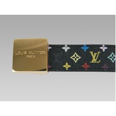 Louis Vuitton Cut Black Multicolore Gürtel mit goldener Schnalle