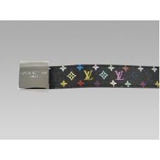 Louis Vuitton Cut Black Multicolore Gürtel mit silberner Schnalle