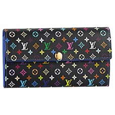 Louis Vuitton Multicolore Black Sarah Geldbörse Kornblumen