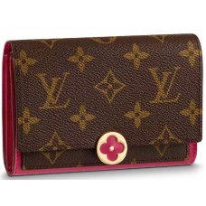 Louis Vuitton Flore Kompakt-Geldbörse Monogram Canvas Fuchsia m64588