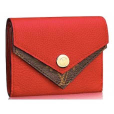 Louis Vuitton Monogram Taurillon Leder Doppel-V Kompakt-Geldbörse Rubis m64419