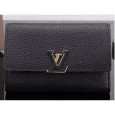 Louis Vuitton Taurillon Leder Capucines Kompakte Geldbörse Noir m62157