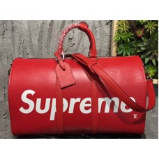 Louis Vuitton x Supreme Keepall Bandouliere aus Epi-Leder, Größe 45, Rot