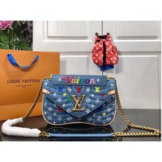 Louis Vuitton Monogram Denim New Wave Chain Bag MM Blau m53692