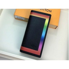 Louis Vuitton Taiga Leder Brazza Geldbörse mit farbigem Besatz, Schwarz m32572