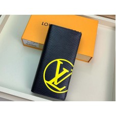 Louis Vuitton Epi Leder Brazza Geldbörse Schwarz mit gelben Initialen m67910