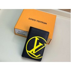 Louis Vuitton Epi Leder-Taschenorganizer Schwarz mit gelben Initialen m67904
