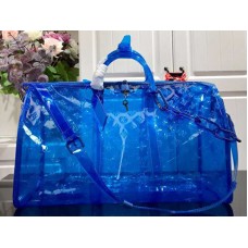 Louis Vuitton Keepall Bandouliere 50 aus PVC mit Monogram-Prägung, blau?m53272